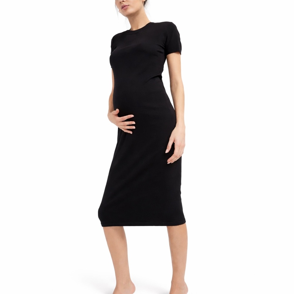 Hatch Collection M/L (2) The Eliza Dress Black 0497 maternity knit midi sweater
